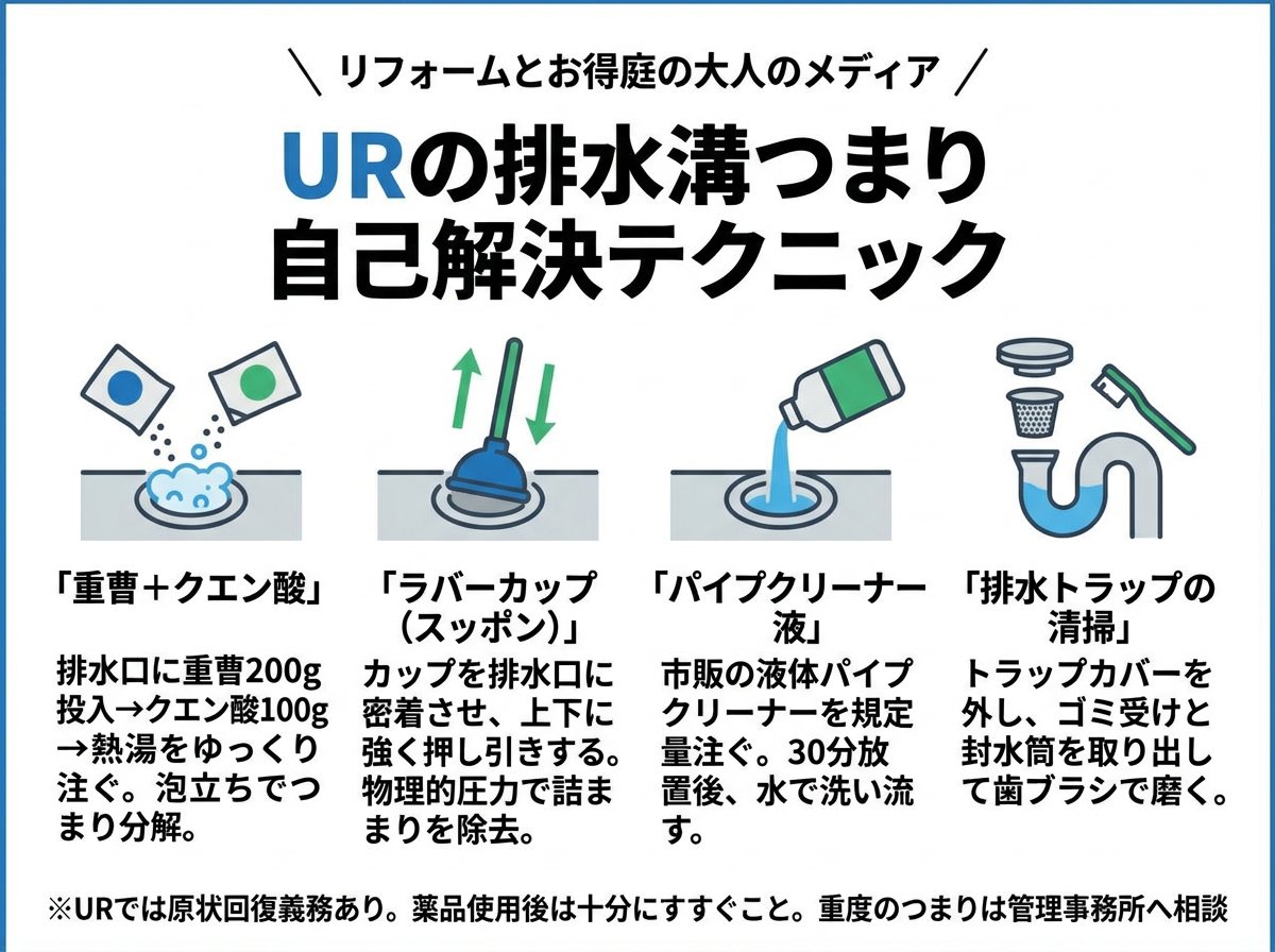 URの排水溝つまりに効く自己解決テクニック