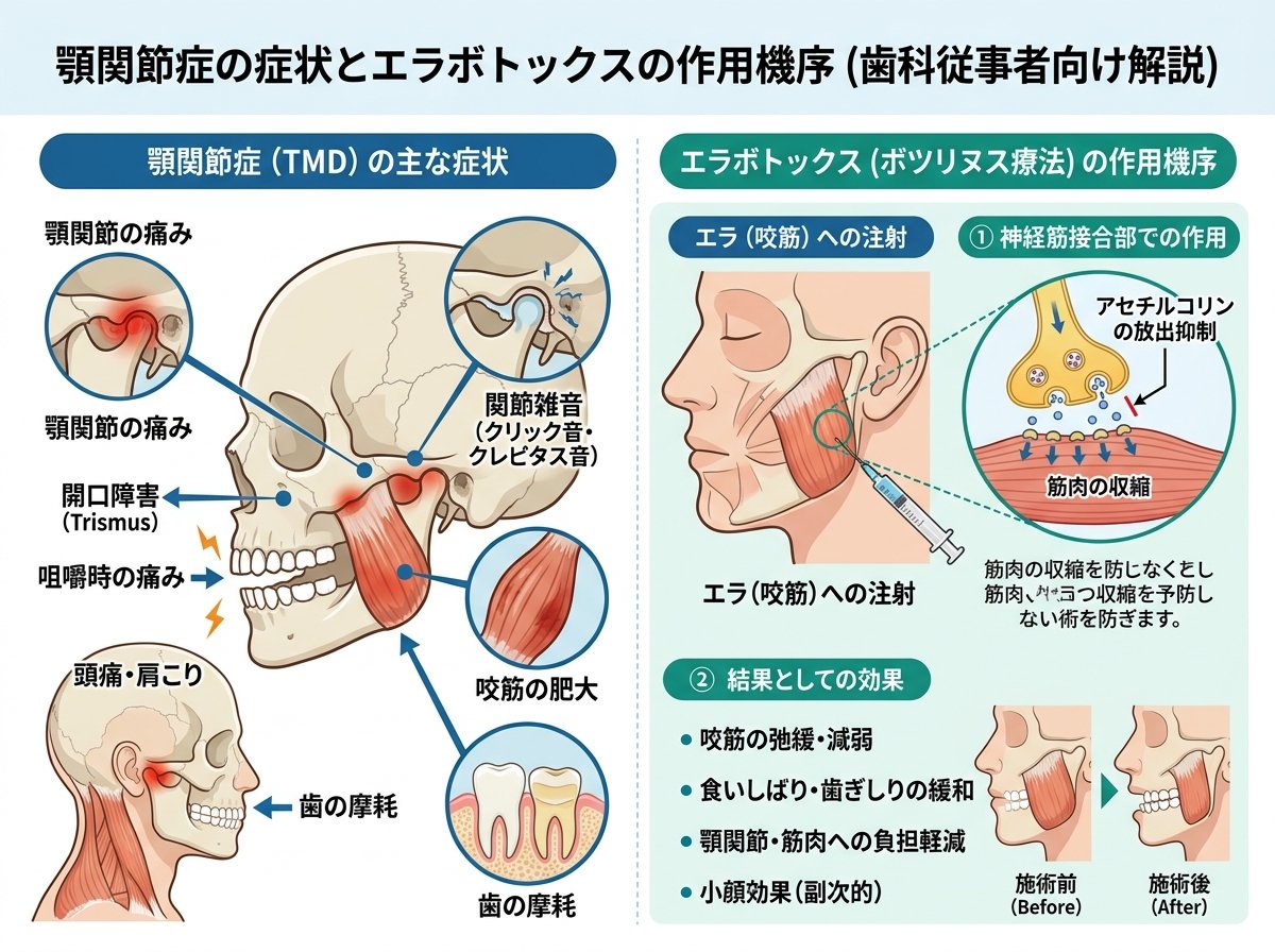 顎関節症の症状とエラボトックスの作用機序