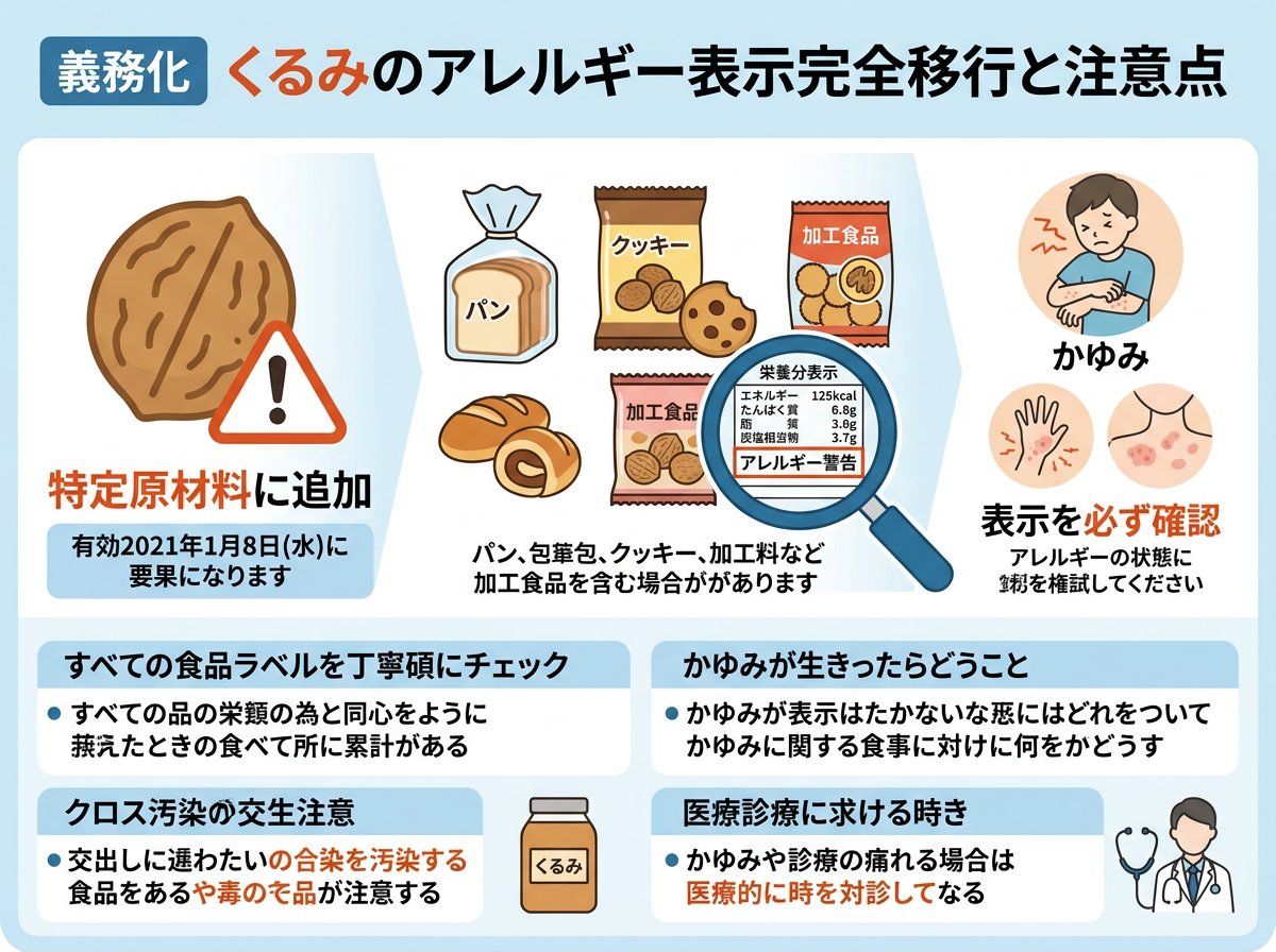 義務化 くるみのアレルギー表示完全移行と注意点