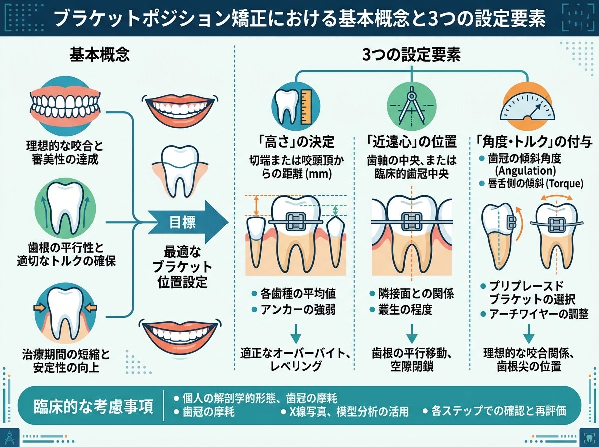 ブラケットポジション矯正における基本概念と3つの設定要素