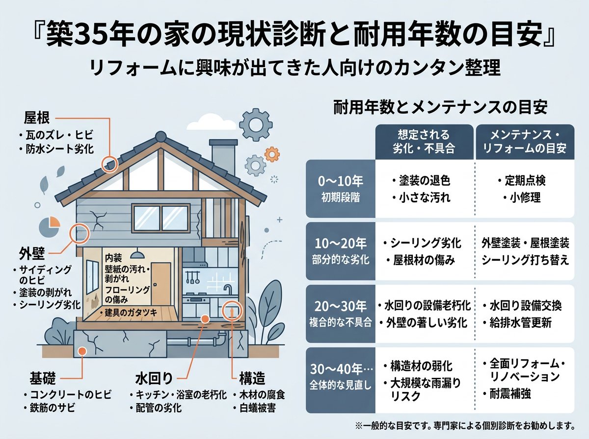 築35年の家の現状診断と耐用年数の確認