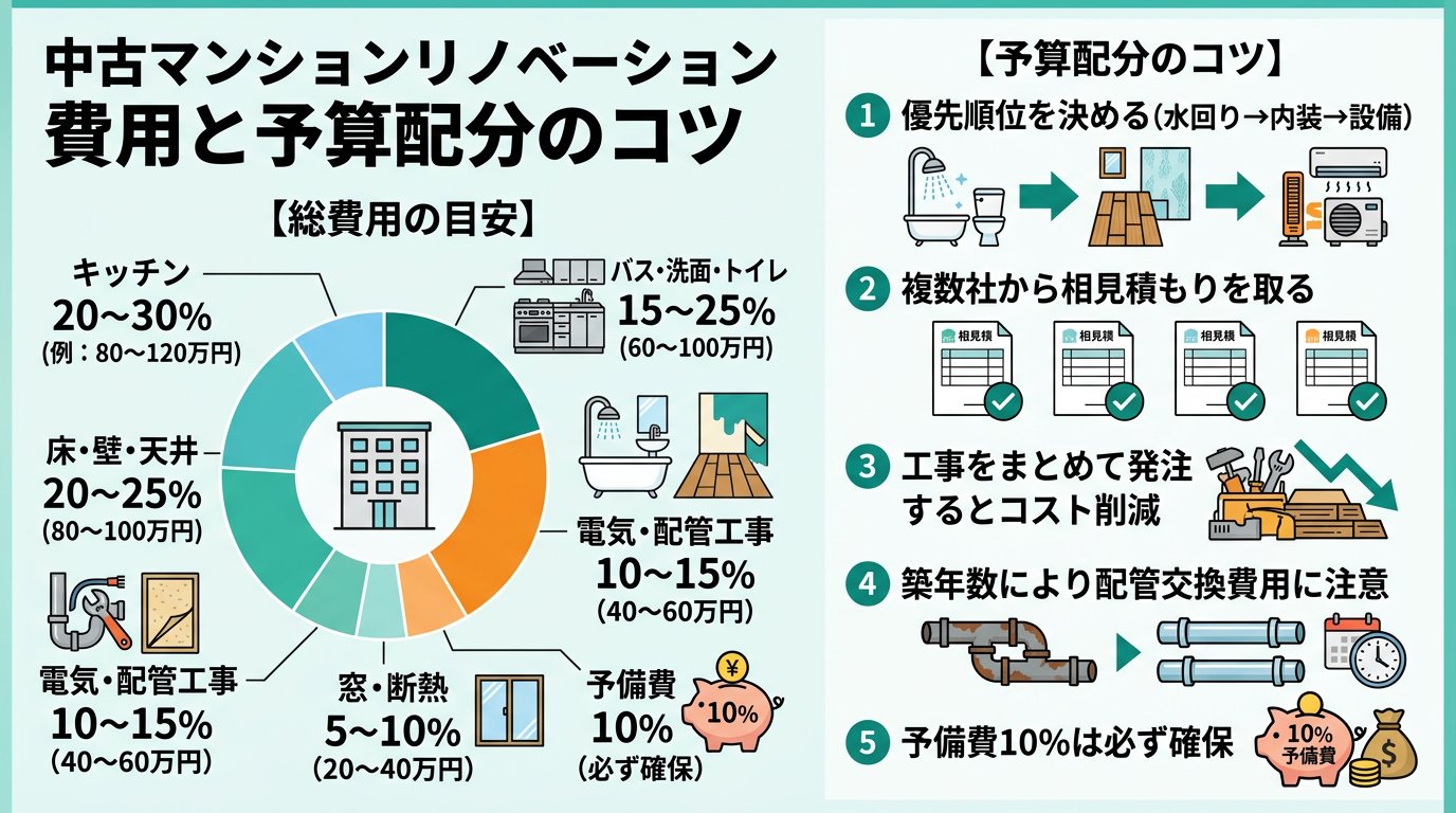 中古マンションリノベーションの費用と予算配分のコツ