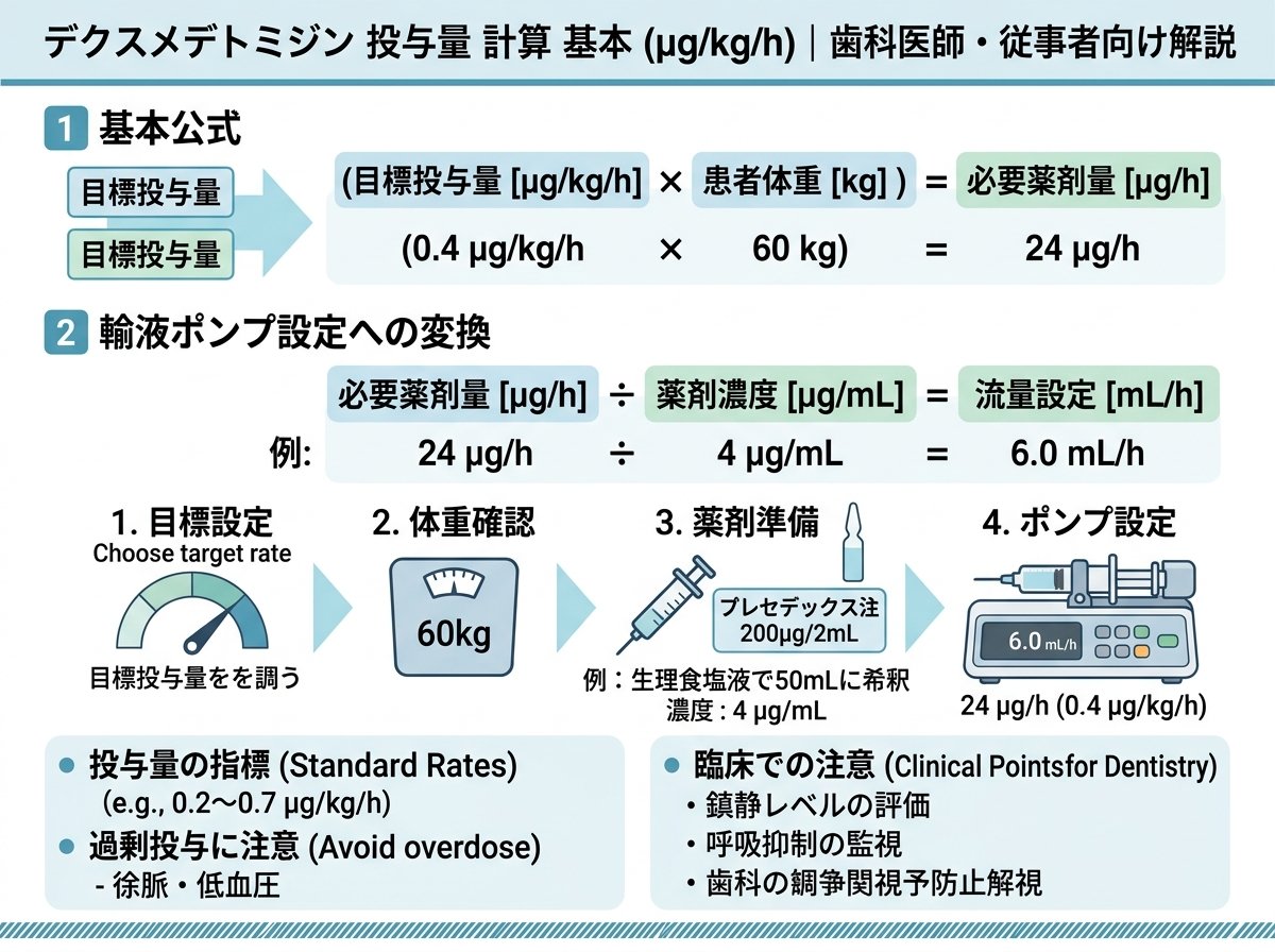デクスメデトミジン 投与量 計算 基本 μg/kg/h