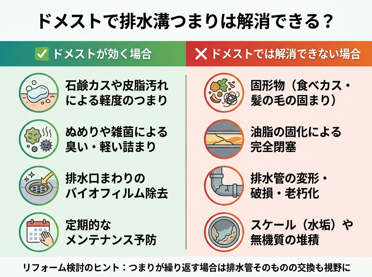 ドメストによる排水溝つまりの解消効果と限界