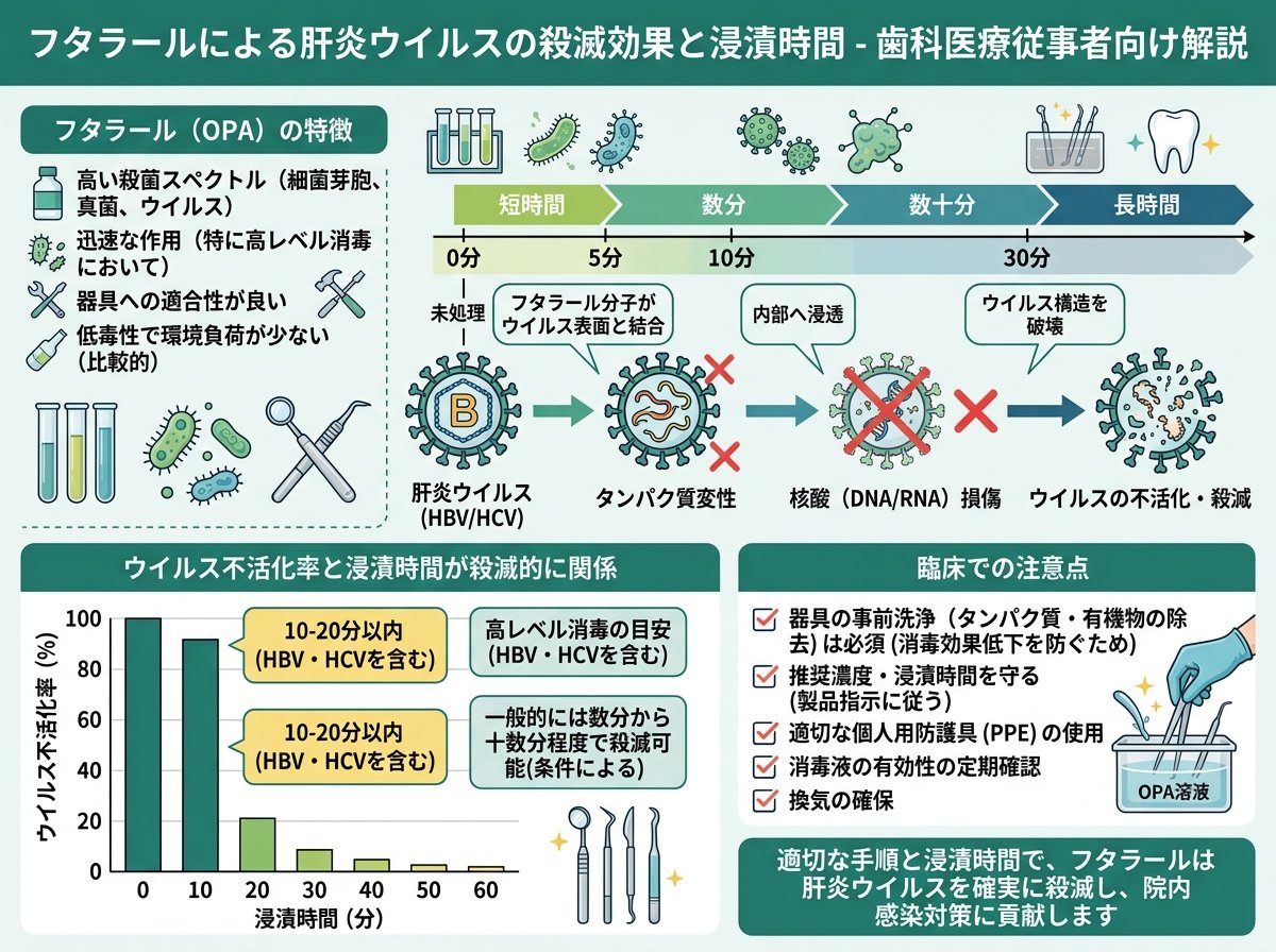 フタラールによる肝炎ウイルスの殺滅効果と浸漬時間