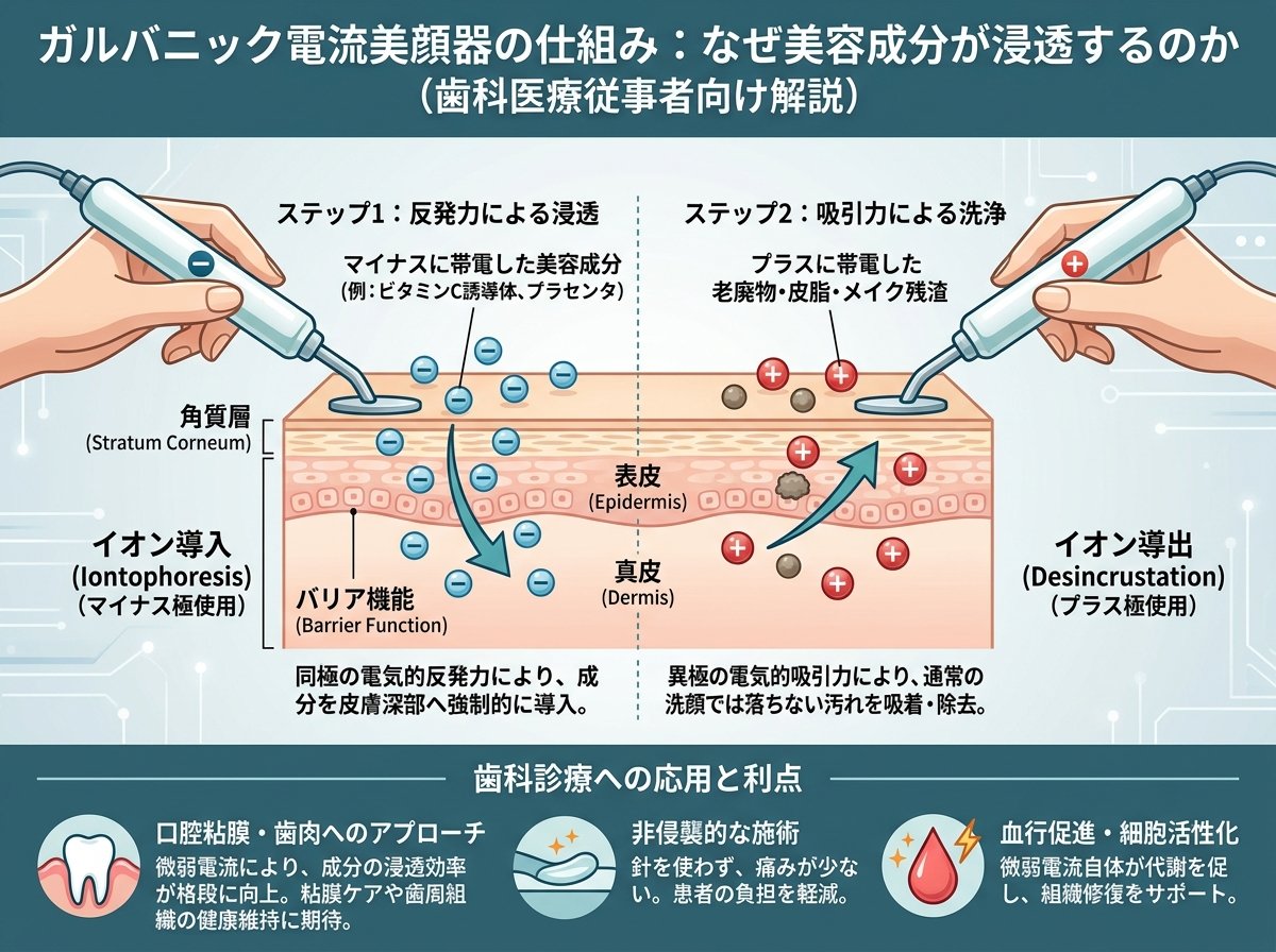 ガルバニック電流美顔器の仕組み:なぜ美容成分が浸透するのか