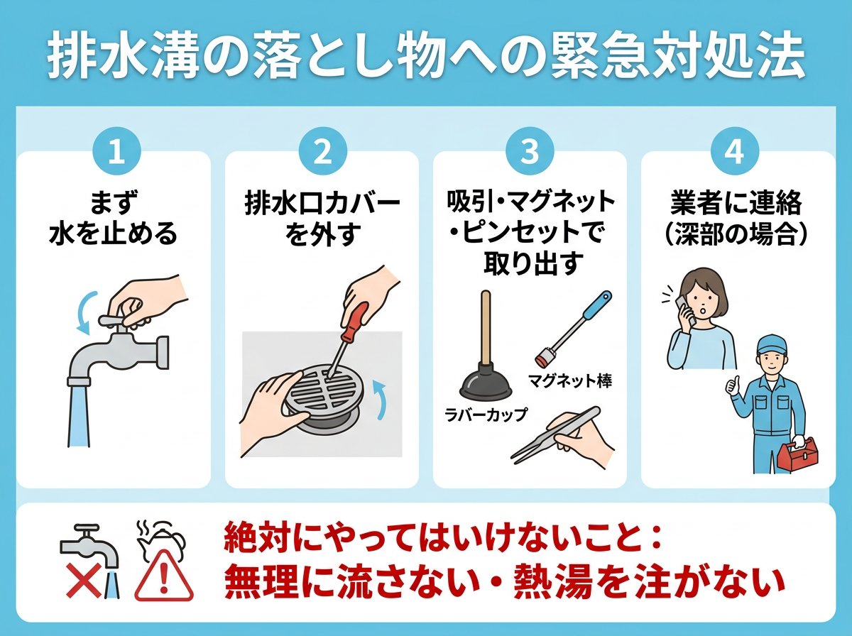排水溝の落とし物への緊急対処法