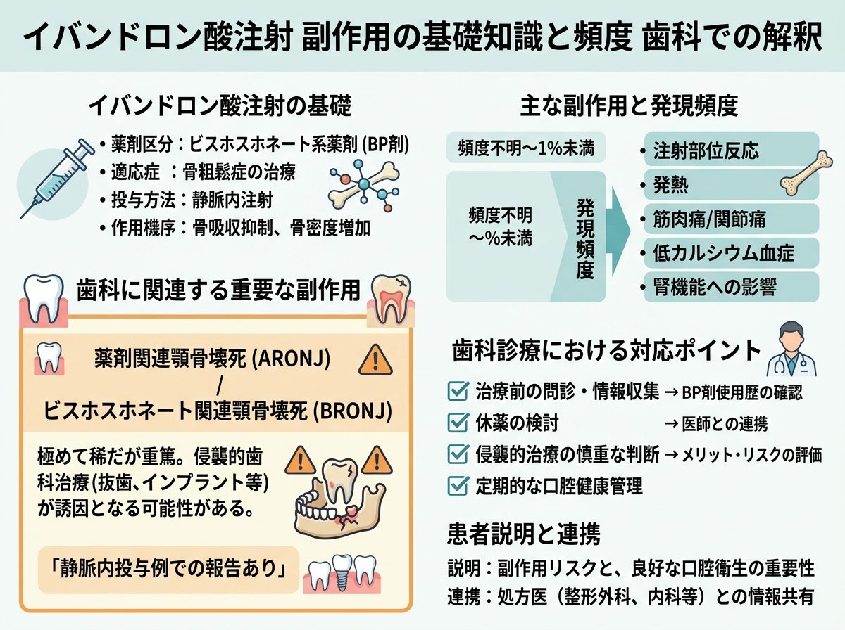 イバンドロン酸 注射 副作用の基礎知識と頻度を歯科でどう読むか