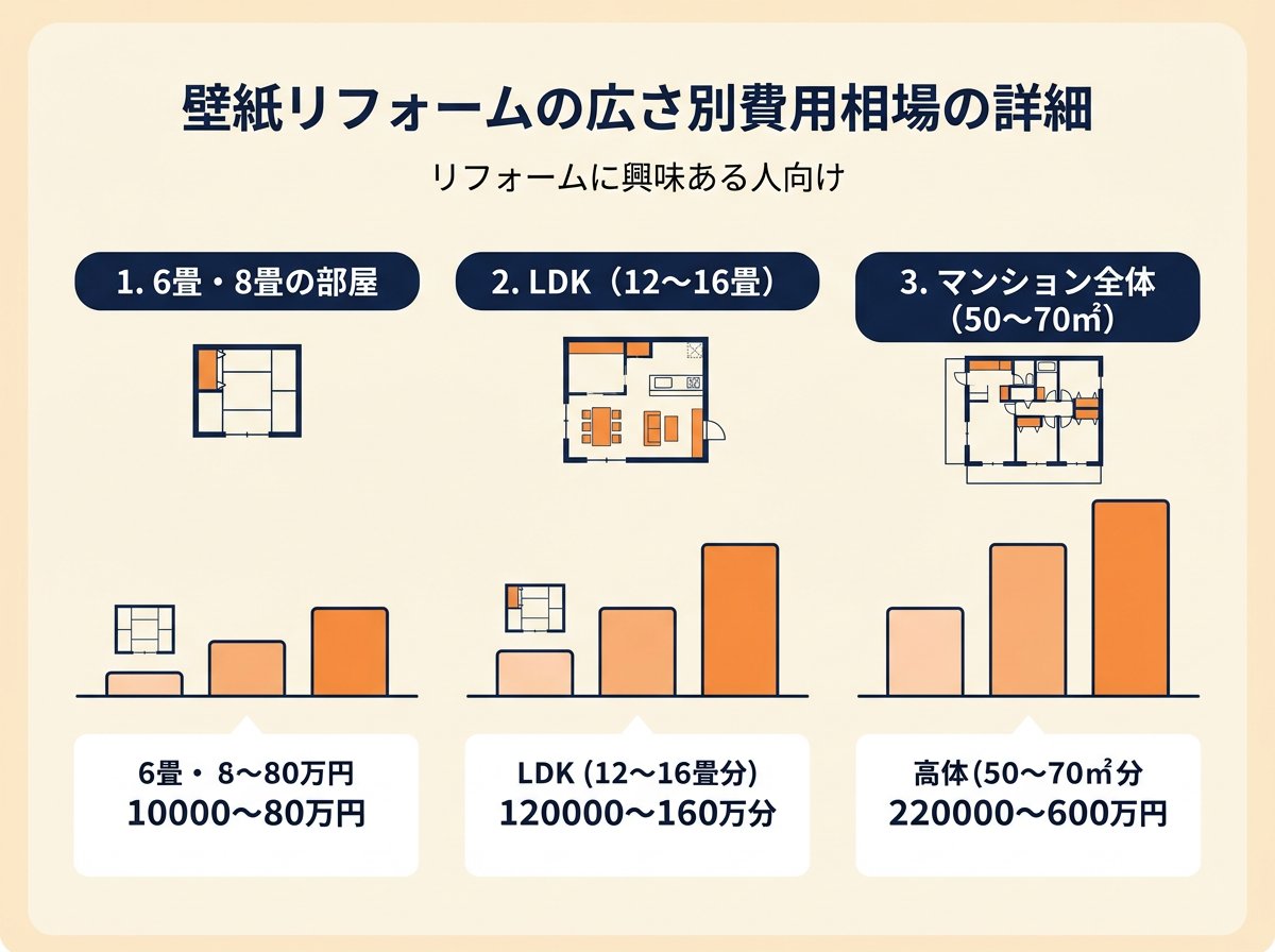 壁紙リフォームの広さ別費用相場の詳細