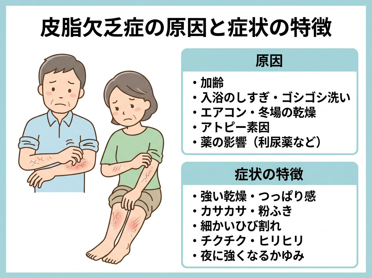皮脂欠乏症の原因と症状の特徴