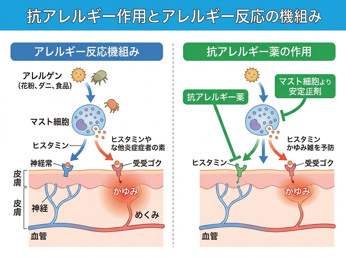 抗アレルギー作用とアレルギー反応のメカニズム