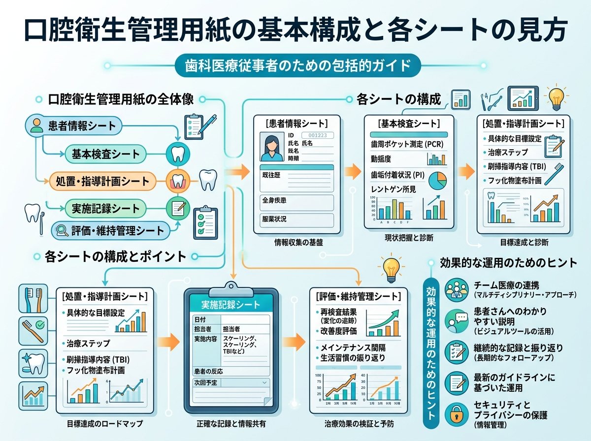 口腔衛生管理用紙の基本構成と各シートの見方