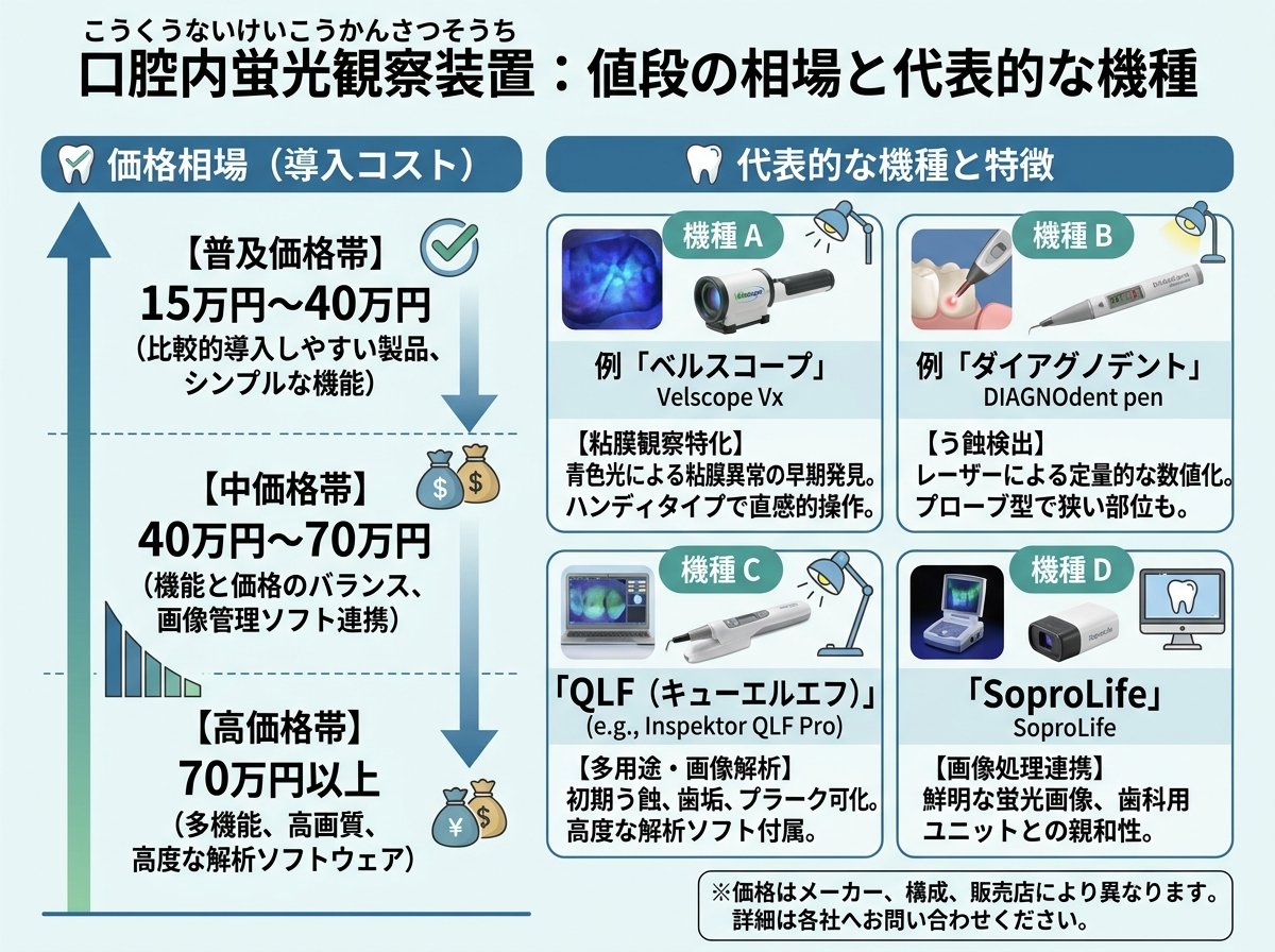 口腔内蛍光観察装置 値段の相場と代表的な機種