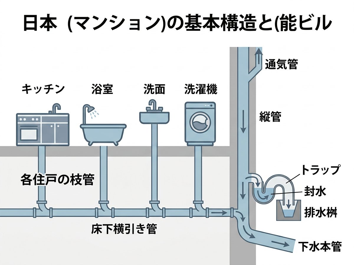 マンション排水溝の基本構造と仕組み