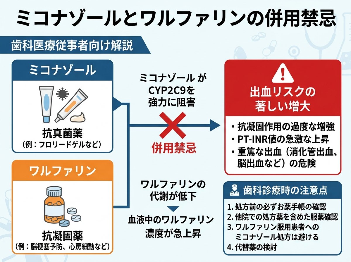 ミコナゾールとワルファリンの併用禁忌について