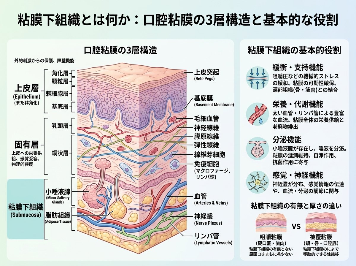 粘膜下組織とは何か:口腔粘膜の3層構造と基本的な役割