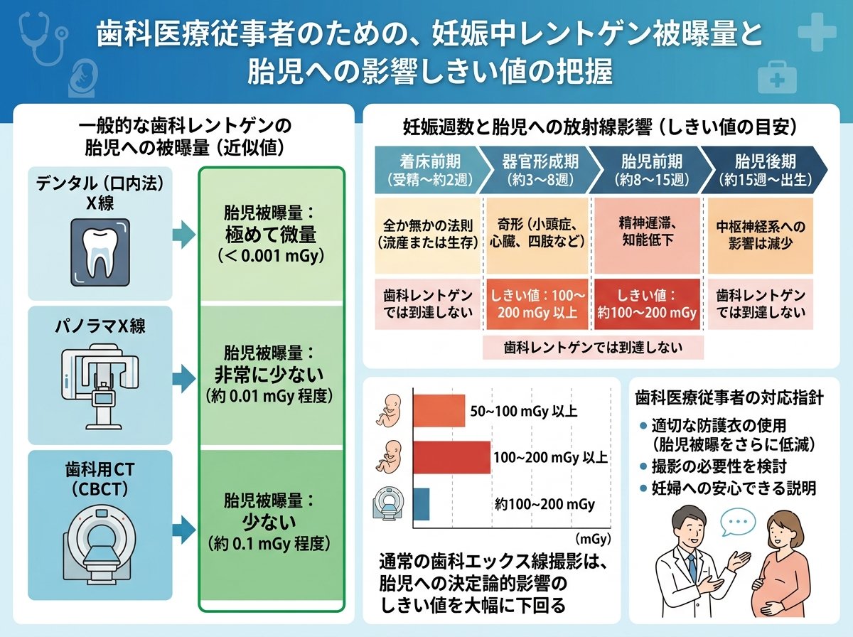 妊娠中レントゲンの被曝量と胎児への影響しきい値を数値で把握する