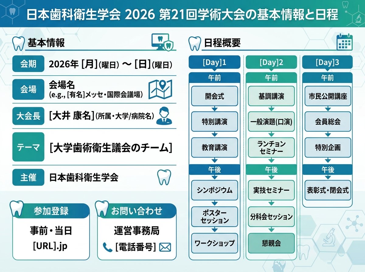 日本歯科衛生学会 2026 第21回学術大会の基本情報と日程