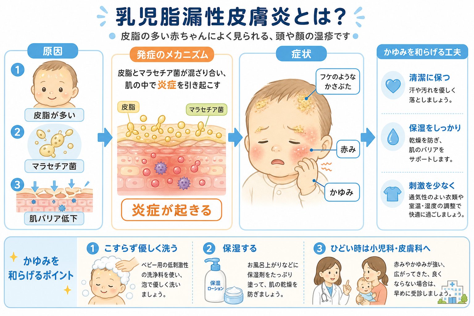 乳児脂漏性湿疹の原因と発症メカニズム