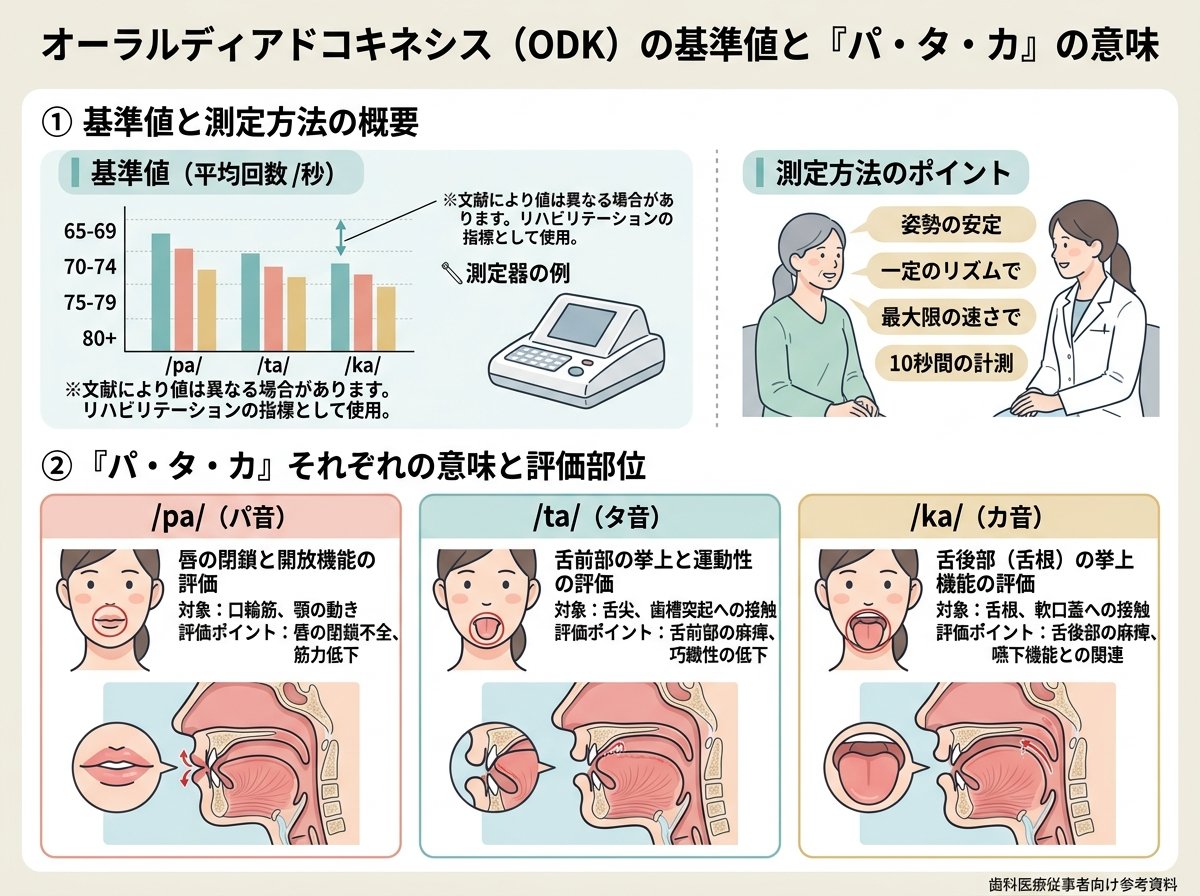 オーラルディアドコキネシスの基準値とパ・タ・カそれぞれの意味