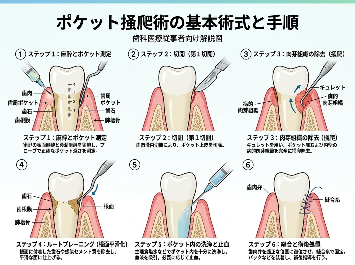 ポケット掻爬術の基本術式と手順