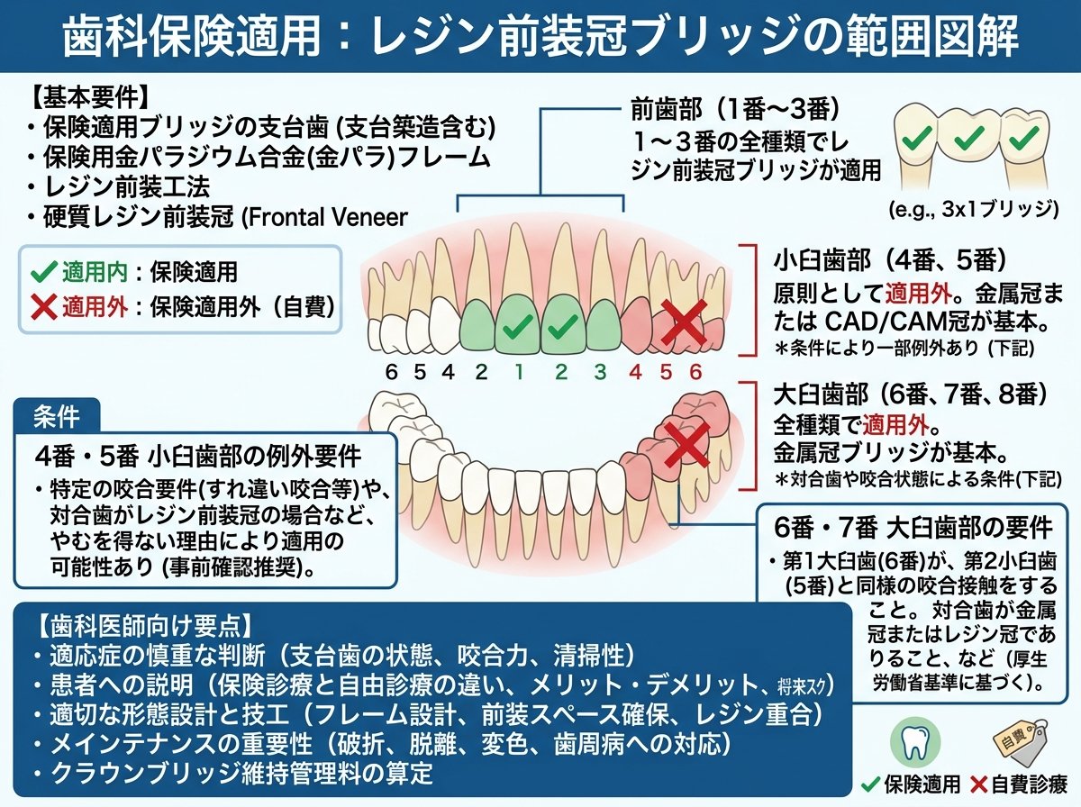 レジン前装冠ブリッジの保険適用範囲