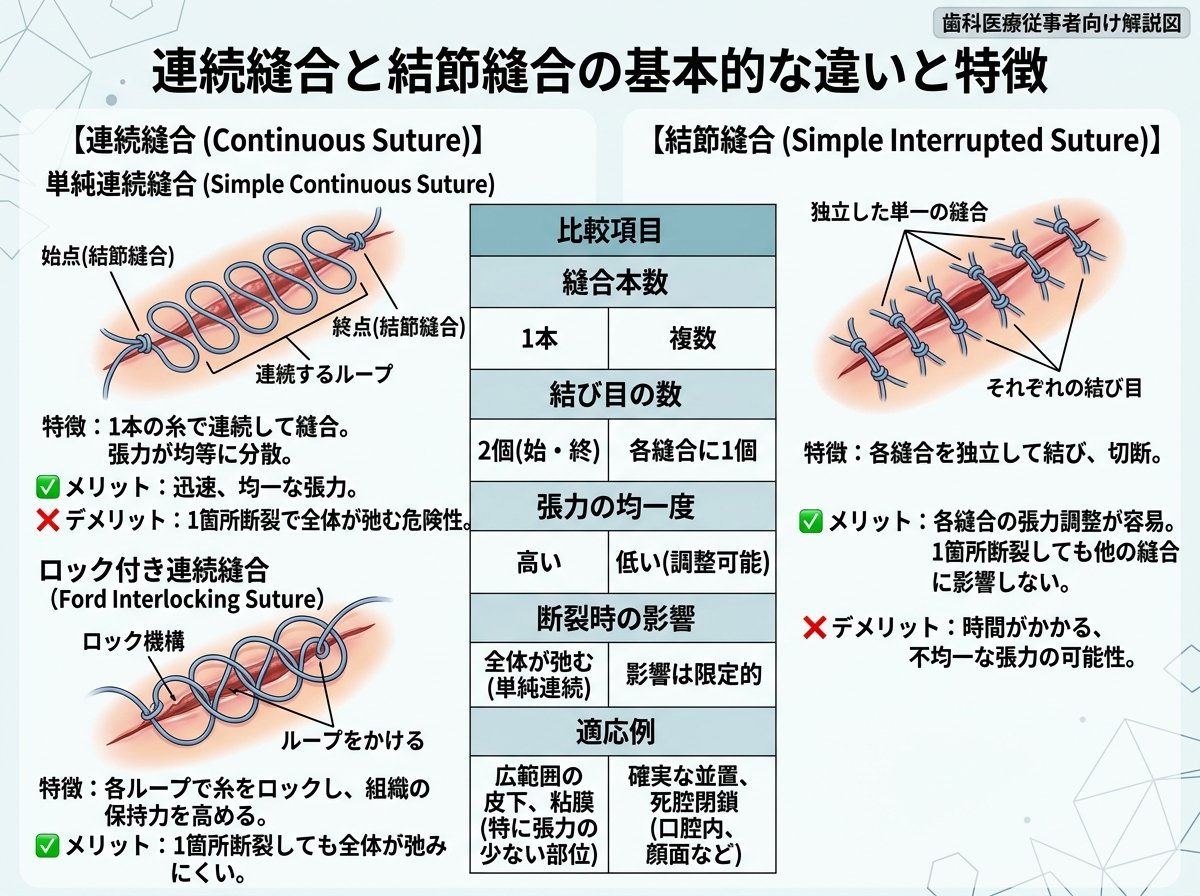 連続縫合とは何か・結節縫合との基本的な違い