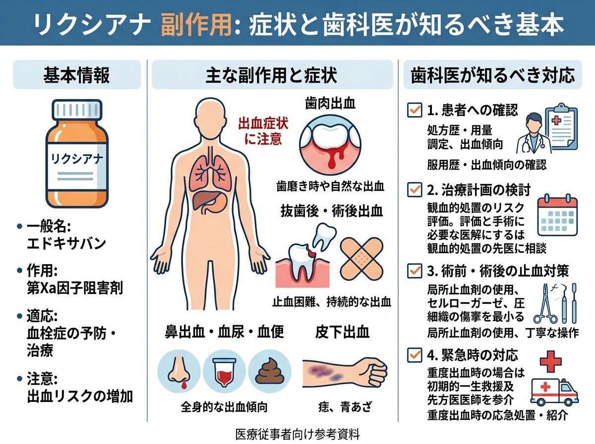 リクシアナ 副作用 症状と歯科医が知るべき基本