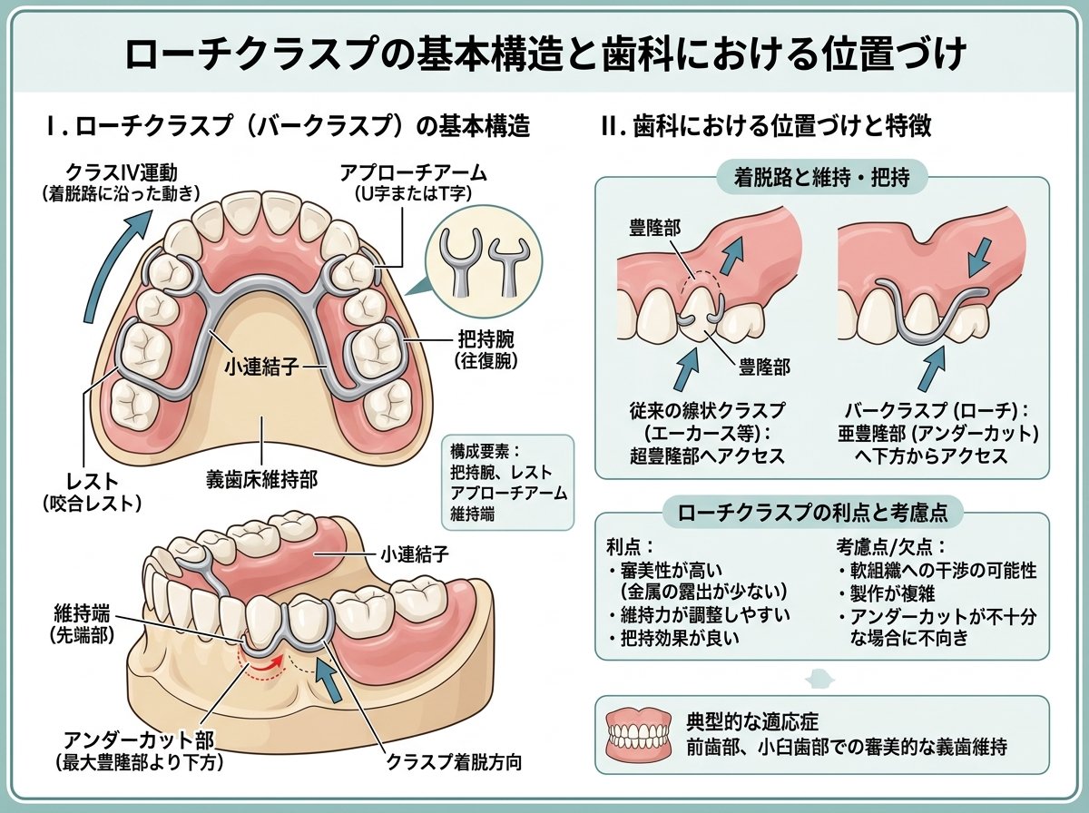 ローチクラスプの基本構造と歯科における位置づけ