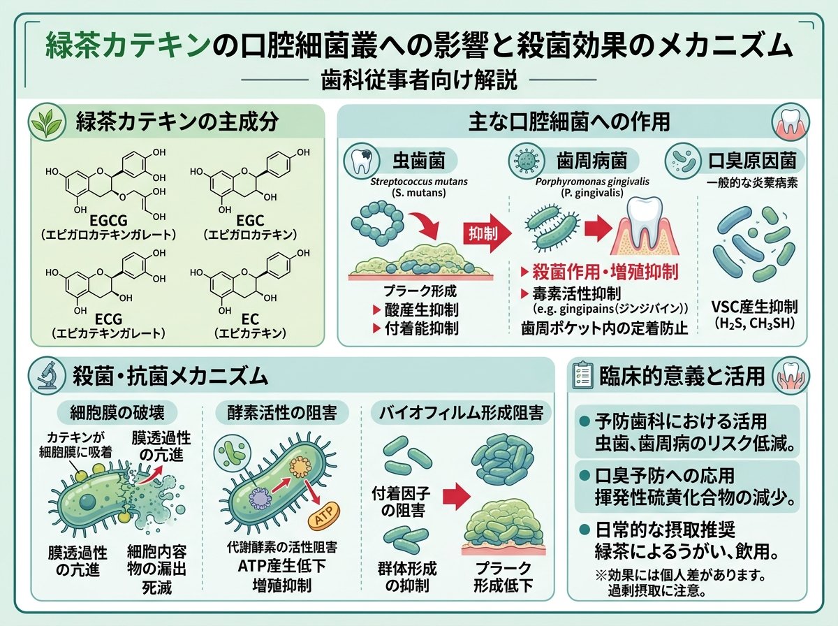 殺菌効果 食べ物 緑茶 カテキン 口腔細菌の影響