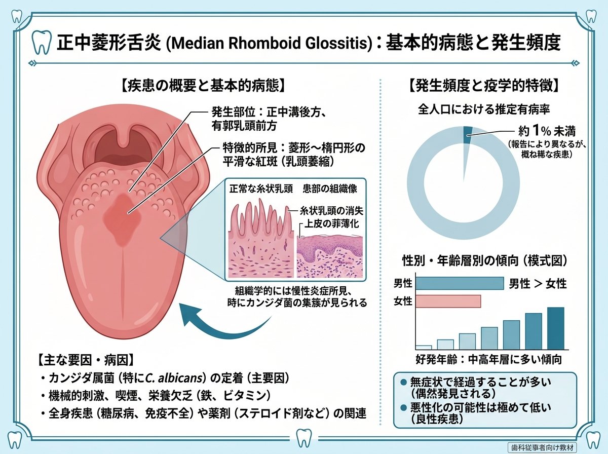 正中菱形舌炎とはどのような疾患か・基本的な病態と発生頻度
