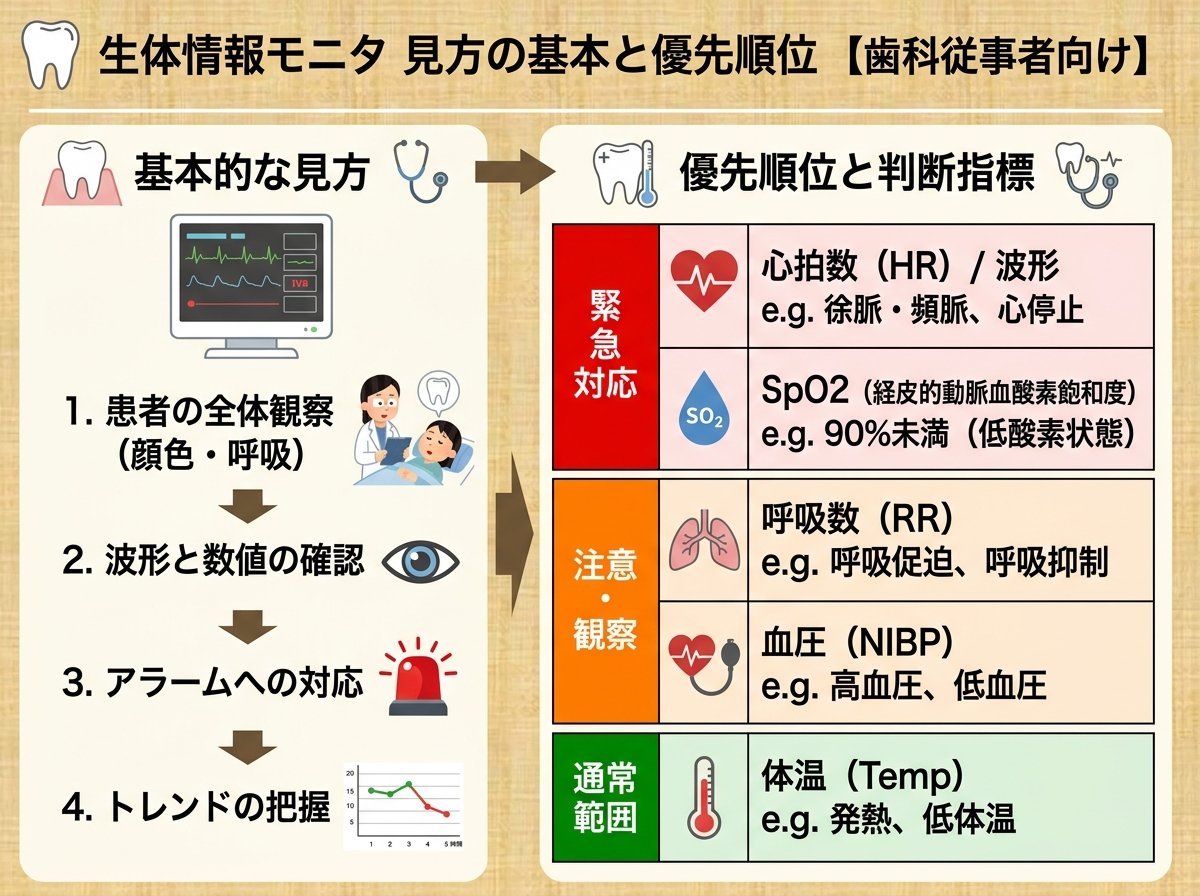 生体情報モニタ 見方の基本と優先順位