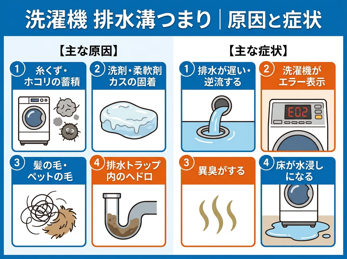 洗濯機の排水溝つまりの原因と症状