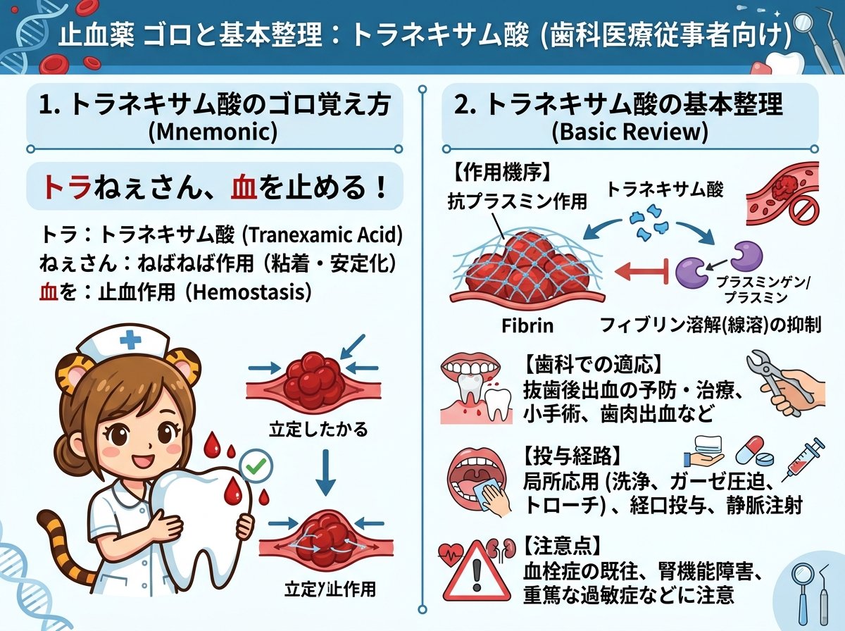 止血薬 ゴロ 覚え方 トラネキサム酸 基本整理
