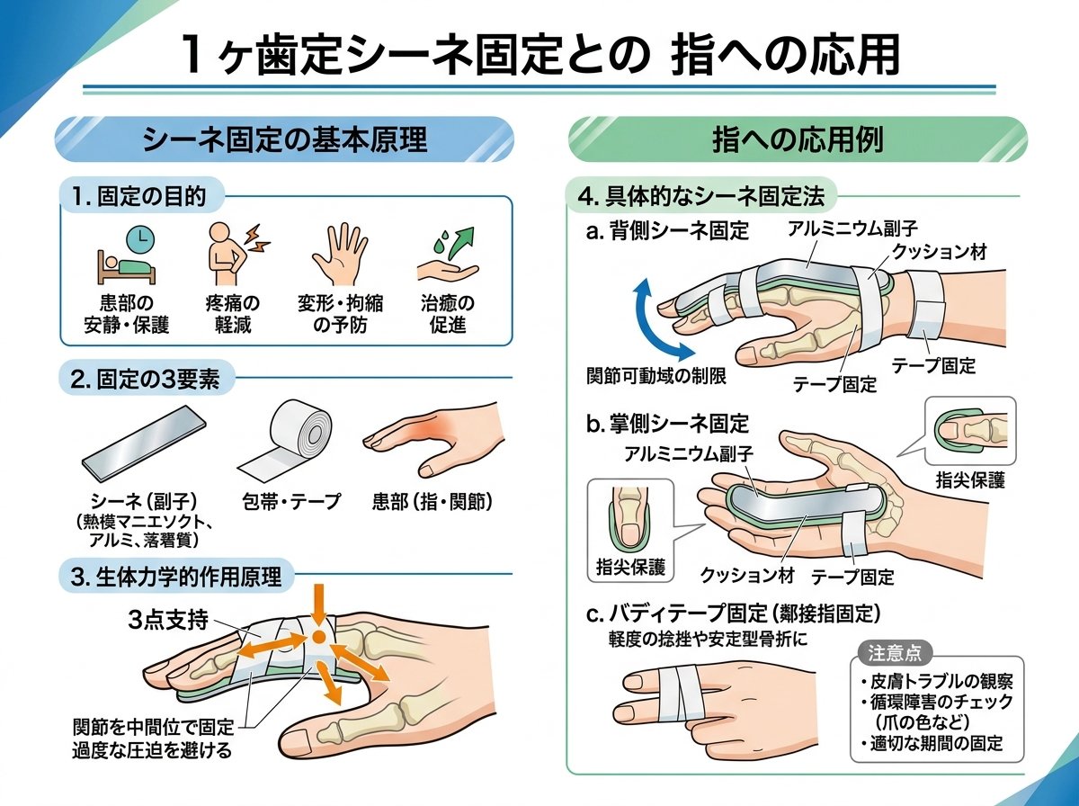 シーネ固定の基本原理と指への応用