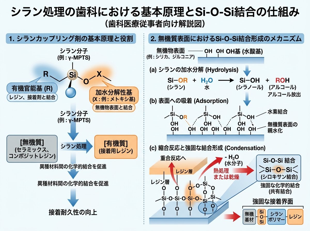 シラン処理の歯科における基本原理とSi-O-Si結合の仕組み