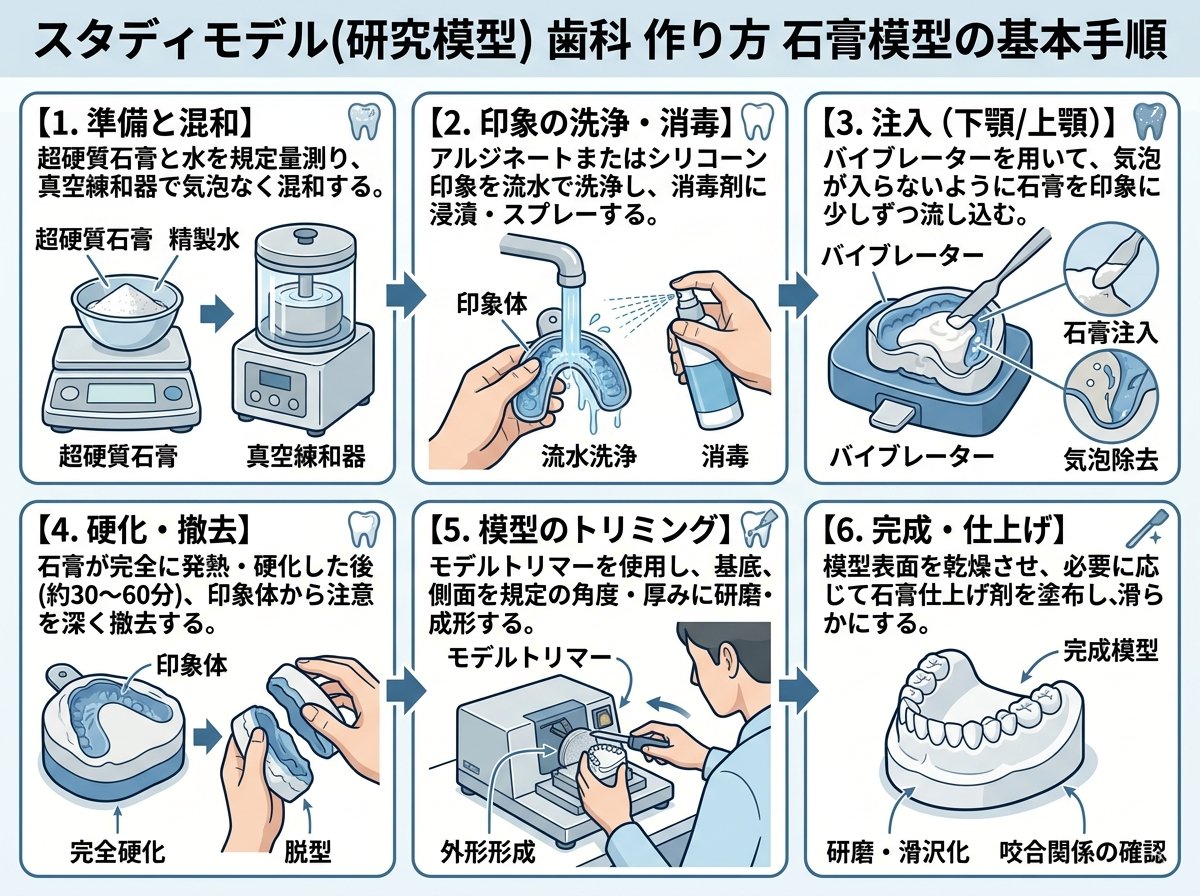 スタディモデル 歯科 作り方 石膏模型の基本手順