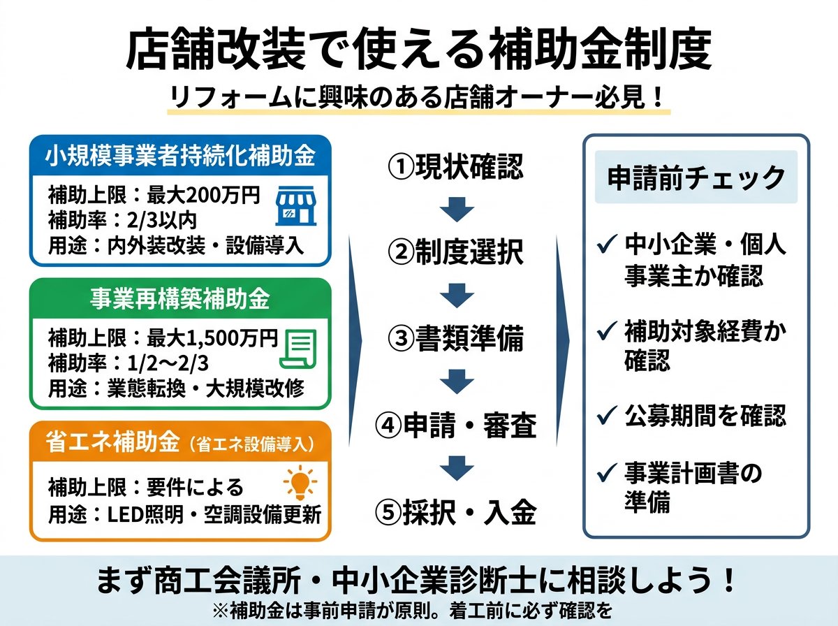 店舗改装で活用できる補助金制度