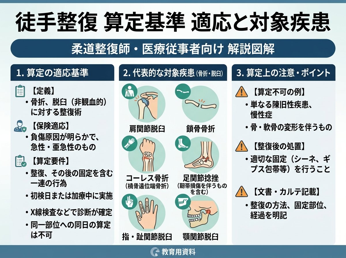 徒手整復 算定 基準 適応と対象疾患