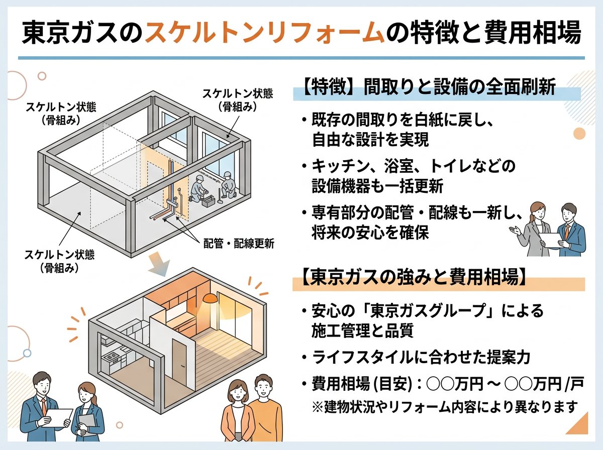 東京ガスのスケルトンリフォームの特徴と費用相場