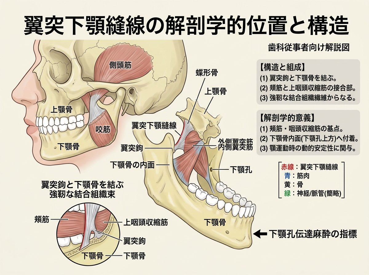 翼突下顎縫線の解剖学的位置と構造