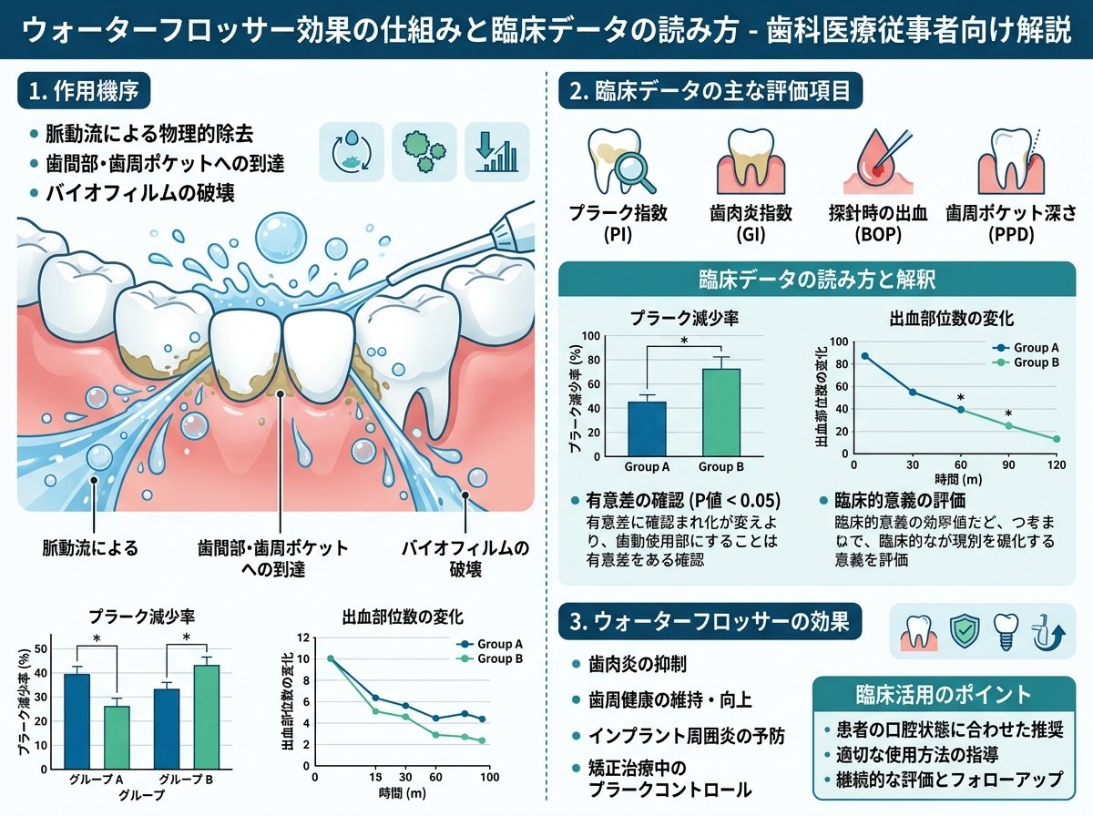 ウォーターフロッサー効果の仕組みと臨床データの読み方