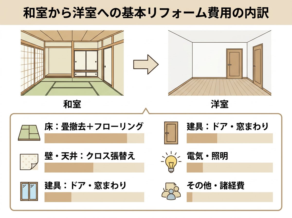 和室から洋室への基本リフォーム費用の内訳