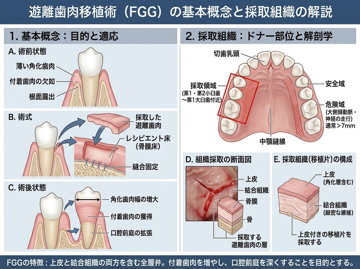 遊離歯肉移植術(FGG)の基本概念と採取組織