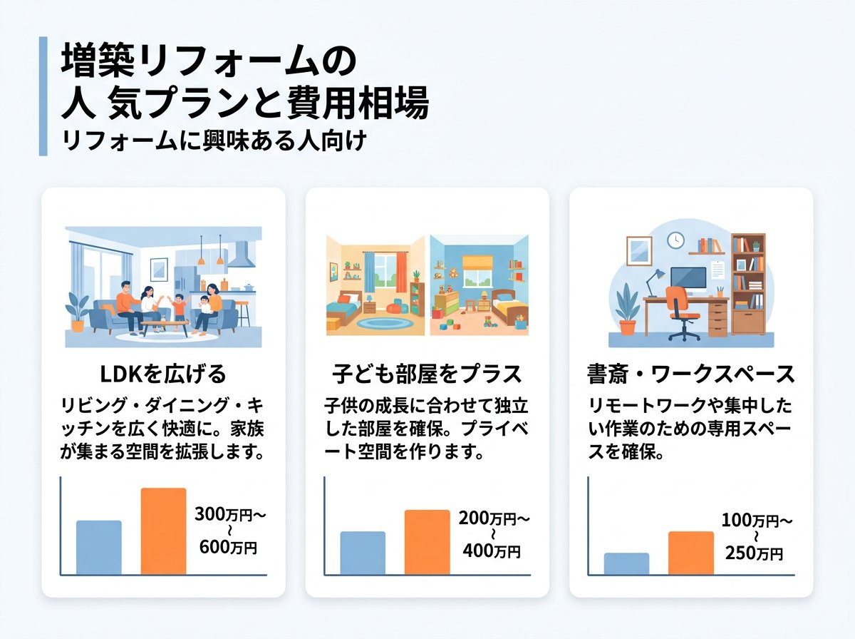 増築リフォームの人気プランと費用相場